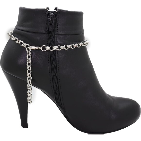 Women’s Western Boot Bracelet Silver Chain Turquoise Flower Charm Adjustable Jew - Picture 2 of 9